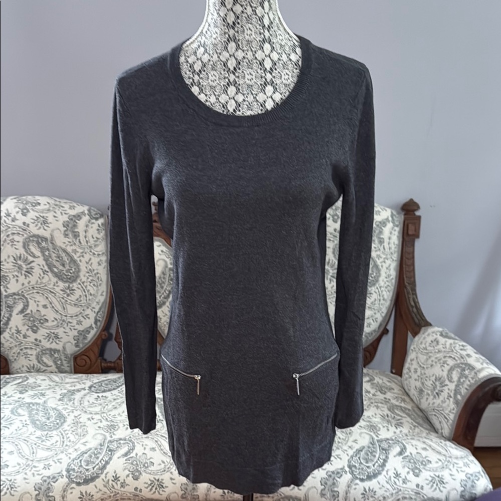 Michael Kors Gray Fitted Long Sleeve Dress with pockets